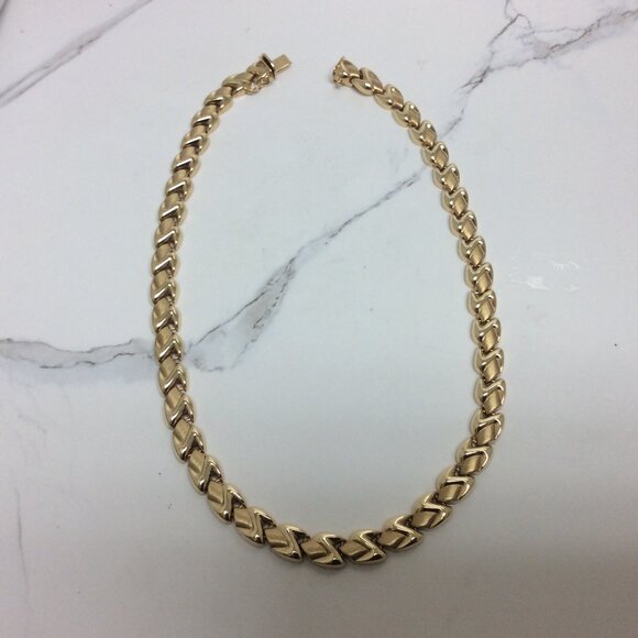 Lady's 14k Solid Real Heavy Yellow Gold XO Necklace 31.80gr 16'' - Picture 3 of 8